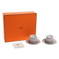 Hermes Rouge H Deco Coffee Cup And Saucer 4-Piece Set