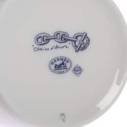 Hermes Blue Porcelain Chaine d'Ancre 4-Piece Tea Cup And Saucer Set