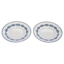 Hermes Blue Porcelain Chaine d'Ancre 4-Piece Tea Cup And Saucer Set