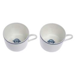 Hermes Blue Porcelain Chaine d'Ancre 4-Piece Tea Cup And Saucer Set