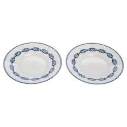 Hermes Blue Porcelain Chaine d'Ancre 4-Piece Tea Cup And Saucer Set