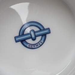 Hermes Blue Porcelain Chaine d'Ancre 4-Piece Tea Cup And Saucer Set