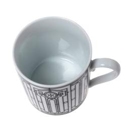 Pre Owned Hermès White/Black Porcelain H Deco Mug