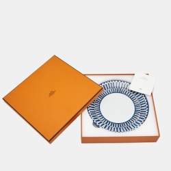 Hermès Bleus d’Ailleurs Indigo & White Porcelain Dessert Plates Set of 2