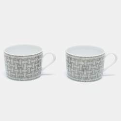 Hermes Mosaique AU 24 Platinum Tea Cup And Saucer Set