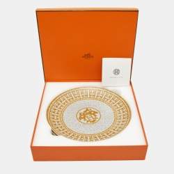 Hermès Mosaique AU 24 Gold Dessert Plate Set of 2
