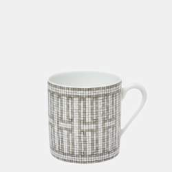 Hermès Mosaique AU 24 Platinum Coffee Cup & Saucer Set