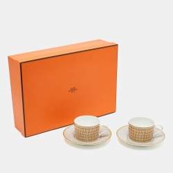 Hermès Mosaique AU 24 Gold Tea Cup and Saucer Set