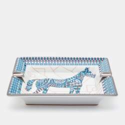 Hermès Bleu Cobalt Cheval Deco Porcelain Ashtray