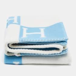 Hermès Blue/White Cashmere Avalon Baby Blanket