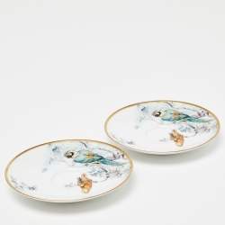 Hermès White Carnet d'Equateur Saucer Set of 2