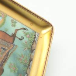 Pre Owned Hermès Porcelain Gold Cheval d'Orient Small Tray Set 2
