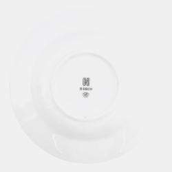 Pre Owned HERMES H Deco Soup Plates (Set of 2) White/BlackP037013P Porcelain Size 8.7"