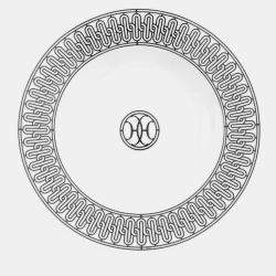 Pre Owned HERMES H Deco Soup Plates (Set of 2) White/BlackP037013P Porcelain Size 8.7"