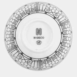 Pre Owned HERMES H Deco Bowls (Set of 2) White/BlackP037084P Porcelain Size 12.5 cm