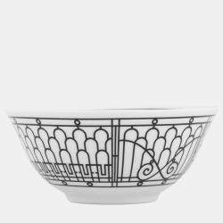 Pre Owned HERMES H Deco Bowls (Set of 2) White/BlackP037084P Porcelain Size 12.5 cm