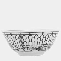 Pre Owned HERMES H Deco Bowls (Set of 2) White/BlackP037084P Porcelain Size 12.5 cm