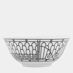 Pre Owned HERMES H Deco Bowls (Set of 2) White/BlackP037084P Porcelain Size 12.5 cm