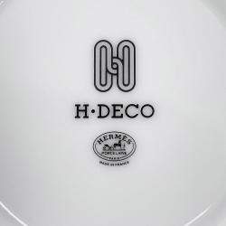 Pre Owned HERMES Teacup & Saucer H Deco Pair Set White/BlackP037016P Porcelain Size 7.8 cm