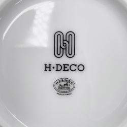 Pre Owned HERMES Teacup & Saucer H Deco Pair Set White/BlackP037016P Porcelain Size 7.8 cm