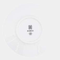 Pre Owned HERMES Teacup & Saucer H Deco Pair Set White/BlackP037016P Porcelain Size 7.8 cm