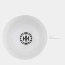 Pre Owned HERMES Teacup & Saucer H Deco Pair Set White/BlackP037016P Porcelain Size 7.8 cm