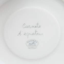 Hermes White Porcelain Carnet d'Equateur 2 Piece Saucer Set