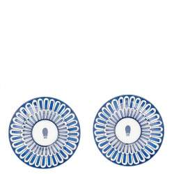 Hermes Blue Porcelain Bleus d'Ailleurs Footed Tea Cup and 2 Saucer