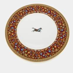 Hermes White Cheval d’Orient Rimmed Dinner Plates Set of 7