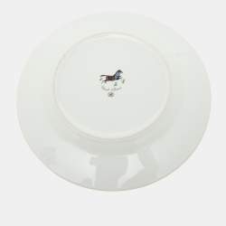 Hermes White Cheval d’Orient Rimmed Dinner Plates Set of 7