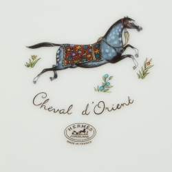 Hermes White Cheval d’Orient Rimmed Dinner Plates Set of 7