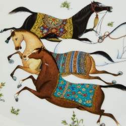 Hermes White Cheval d’Orient  Printed Porcelain Dessert Plates Set of 10