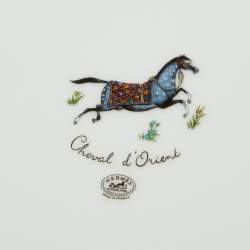 Hermes White Cheval d’Orient  Printed Porcelain Dessert Plates Set of 10