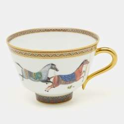 Hermes Cheval d'Orient Printed Porcelain Teacup & Saucer Set of 11