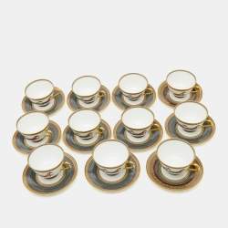 Hermes Cheval d'Orient Printed Porcelain Teacup & Saucer Set of 11