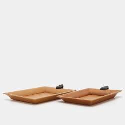 Hermes Oak Wood Atrium Square Change Tray Set