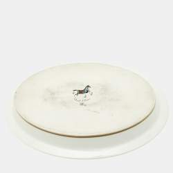 Hermès Cheval d’Orient White Printed Porcelain Vegetable Dish 
