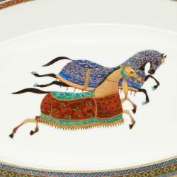Hermès Cheval d’Orient White Printed Porcelain Vegetable Dish 