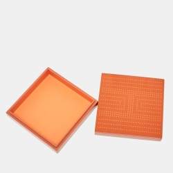 Hermes Orange Lacquered Wood H'dot Box
