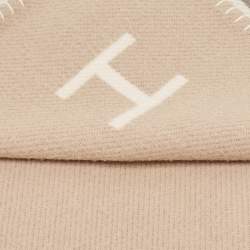 Hermès Beige/Grey Wool H Casaque Throw Blanket