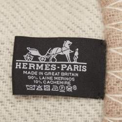 Hermès Beige/Grey Wool H Casaque Throw Blanket