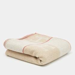 Hermès Beige Cashmere Avalon Signature Avalon Throw Blanket