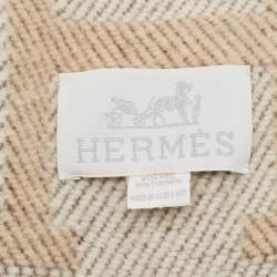 Hermès Beige Cashmere Avalon Signature Avalon Throw Blanket
