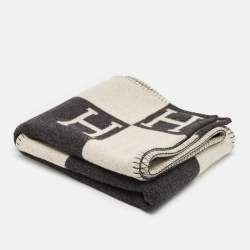 Hermès Écru / Gris Foncé Wool Avalon Throw Blanket