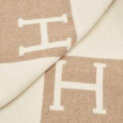 Hermès Noisette Moyen/Blanc Cashmere Avalon Baby Blanket