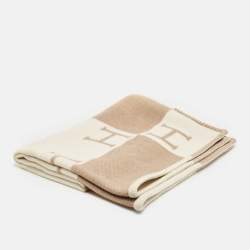 Hermès Noisette Moyen/Blanc Cashmere Avalon Baby Blanket