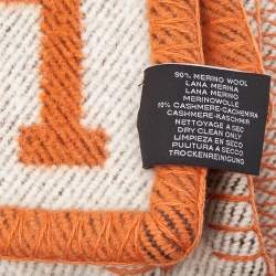 Hermes Orange/Cream Avalon Wool Throw Blanket
