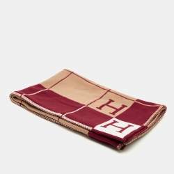 Pre Owned بطانية ه يرميس "أفالون III" صوف ميرينو إخرو/رووج