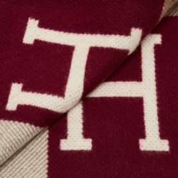 Pre Owned بطانية هيرميس "أفالون III" صوف ميرينو إخرو/رووج