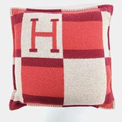 Pre Owned Hermes Red Wool Cushion